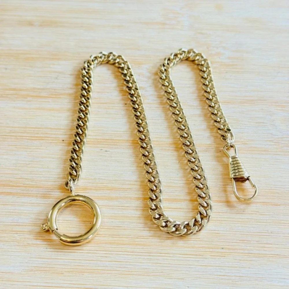 VTG Gold Plated Watch Fob Victorian Style‎ Signed Curved Weath Link 13